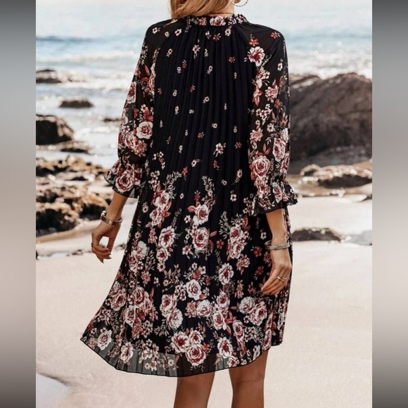Floral print flounce sleeve mini dress - Picture 5 of 5